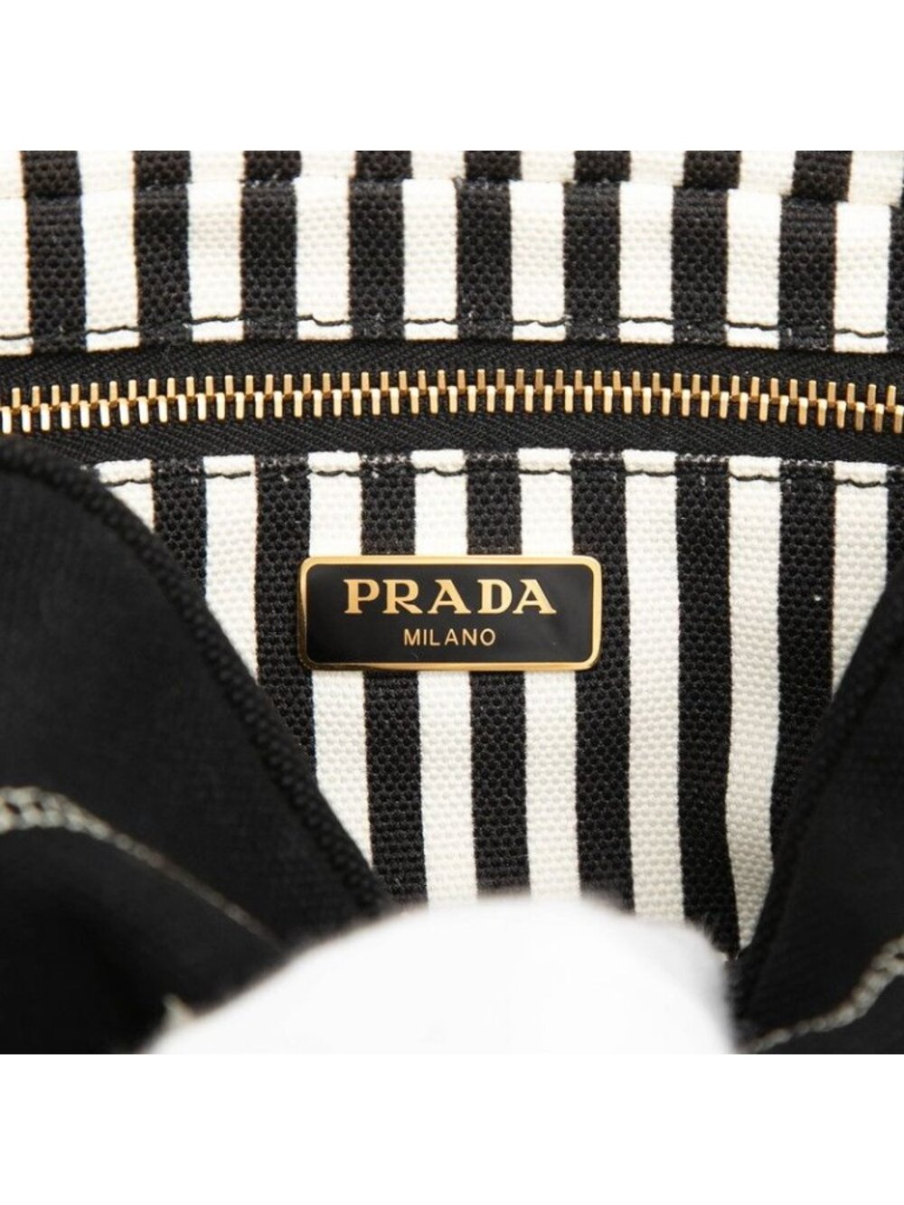 Prada Logo Canapa Mini Pouch Case Black Canvas - Picture 5 of 5